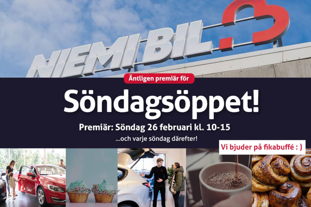 sondagsoppet webb Premiär - Söndagsöppet på Niemi Bil! "Bättre öppettider och bättre service"
