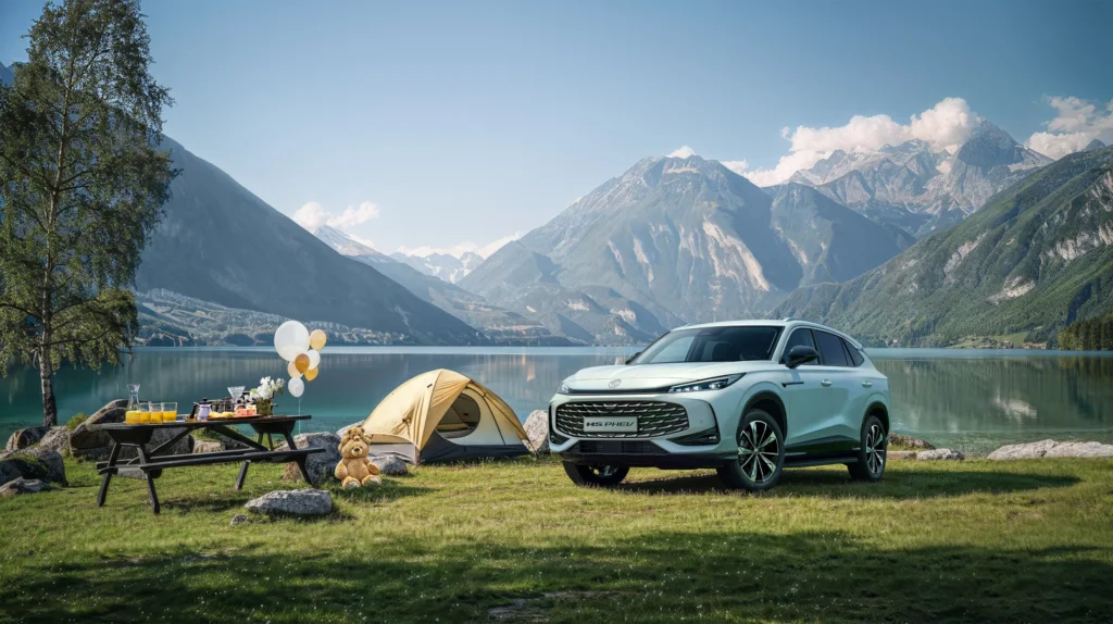Laddhybriden MG HS PHEV parkerad utomhus